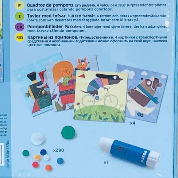 New Sealed Djeco Handcraft PomPom Picture Animals & Their Transport vehicles 3-6 - Picture 8 of 15